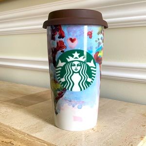 2015 Starbucks Ceramic Travel Mug 12oz World Map Sherlby Kregel Tumbler
